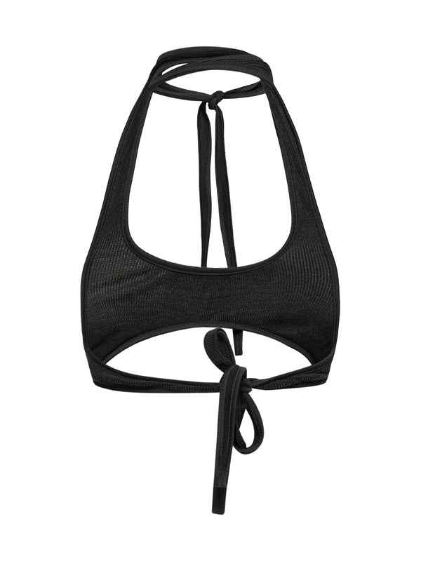 围巾领短款胸罩上衣