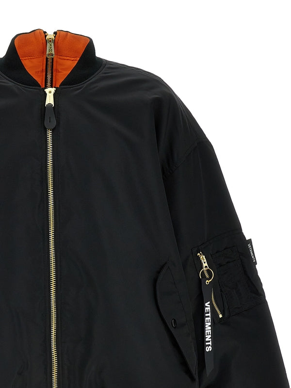 Reversible
  Back Zipper Bomber Jacket