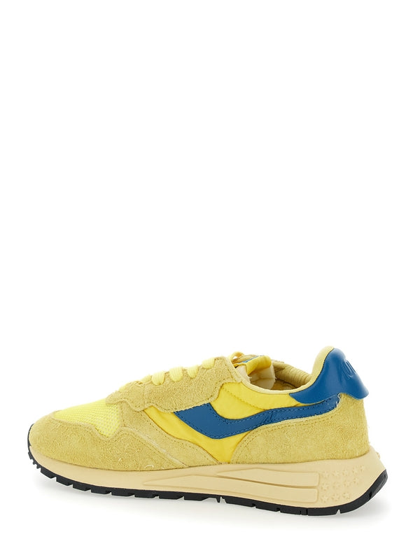 'Reelwind' Yellow Low Top Sneakers with Logo Patch on Tongue and Side in Leather Blend Woman Low Top Sneakers