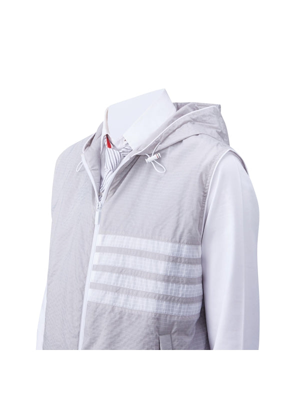 Diagonal Stripe Detail Gray Hood Vest