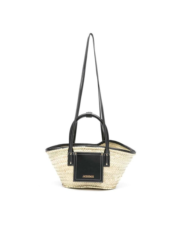 Soleil Logo Raffia Tote Bag