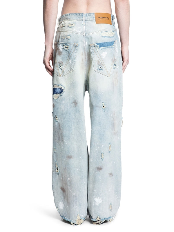 Distressed Straight Denim Pants