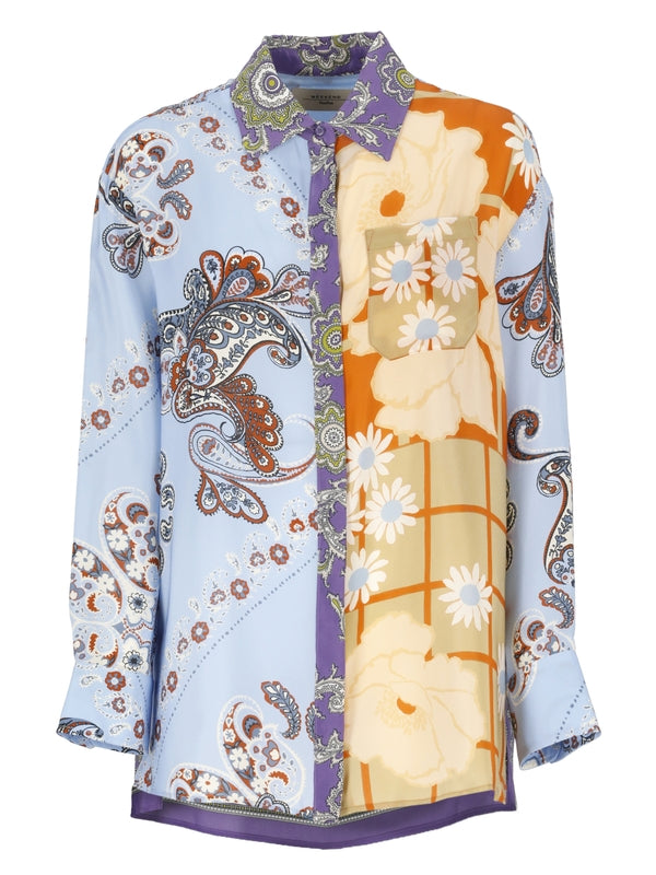 Alcazar Paisley Flower Pattern Silk Shirt