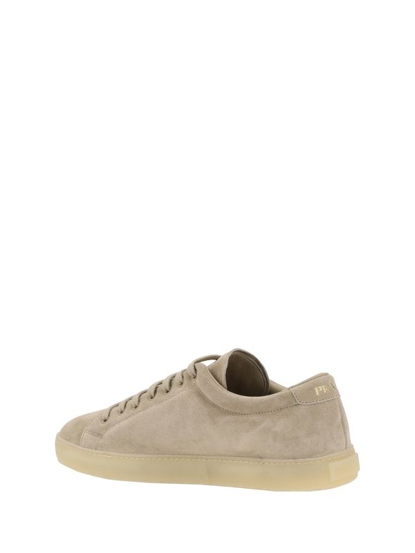 Triangle Logo Suede Low-Top Sneakers
