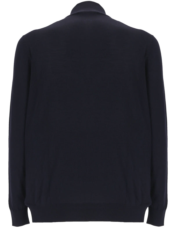 High Neck Half Zip-Up Wool Knit