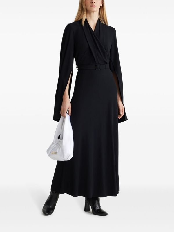 Belt Drape Cutout Sleeve Dress