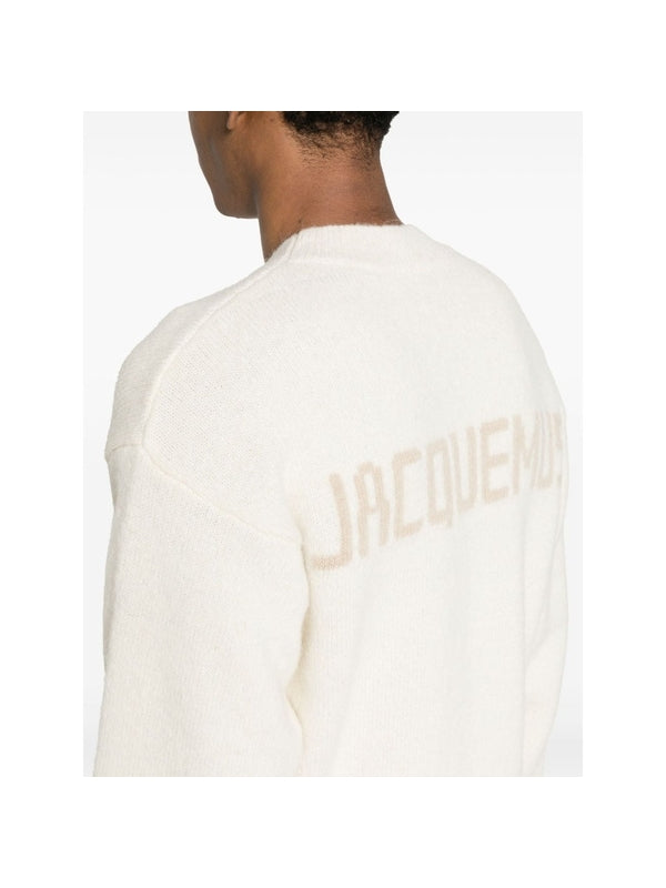 Back Logo Jacquard Wool Blend Knit