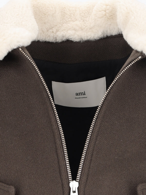 ami - Shearling Collar Virgin Wool Jacket - Jente