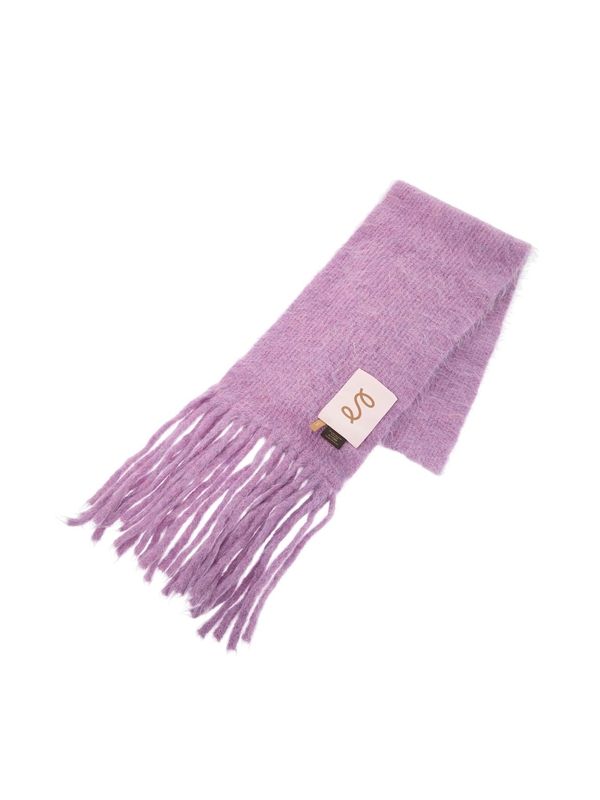 Logo Label Fringe Alpaca Scarf