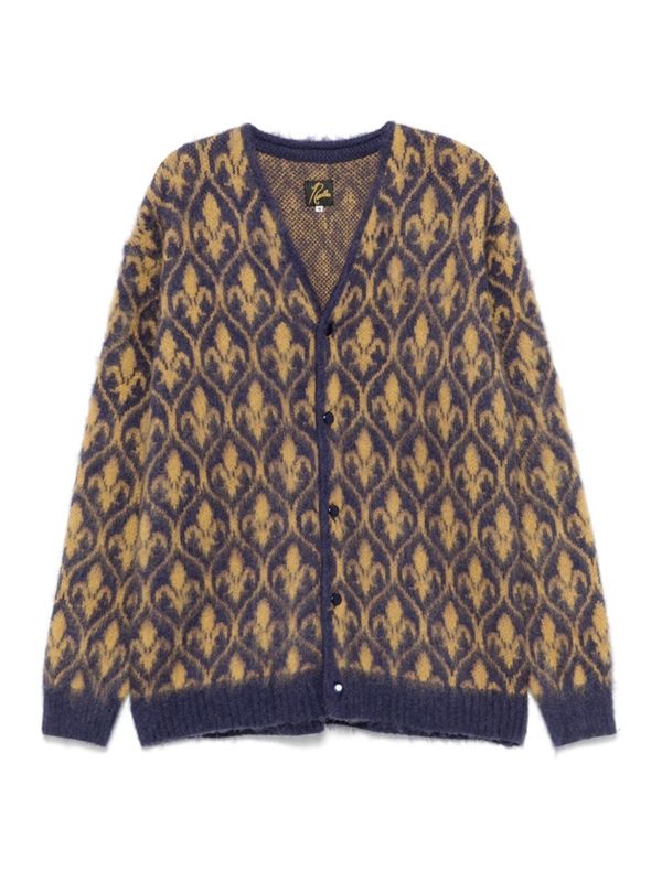 Jacquard Pattern Mohair Blend Cardigan