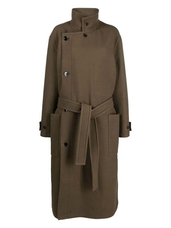 Brown Wool Wrap Coat