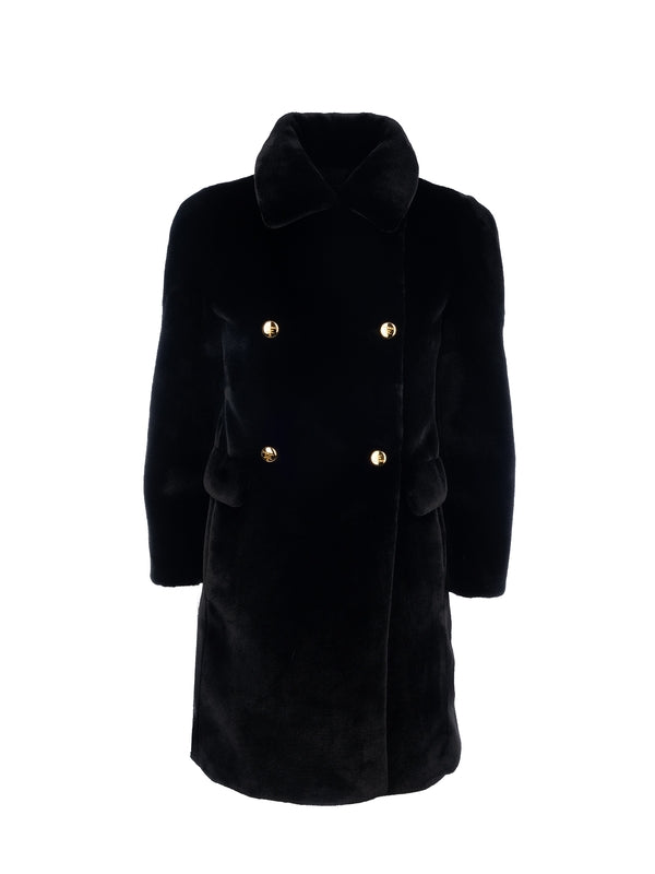 Back Triangle Logo Double
  Button Shearling Coat