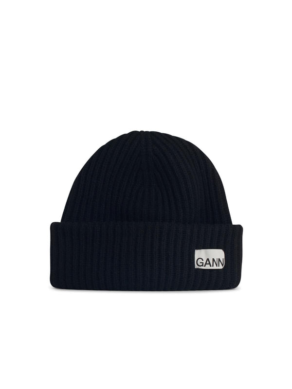 Logo Label Turn-up Wool Beanie