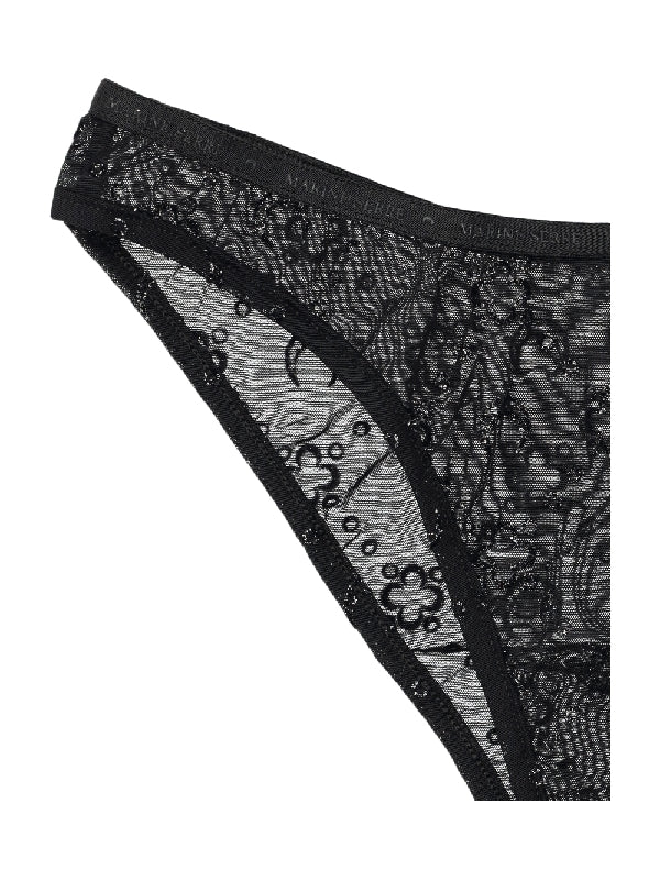 Moonogram Glitter Pattern Mesh Panty