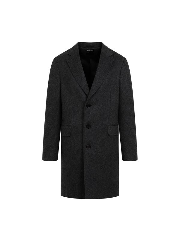 单面羊毛混纺大衣