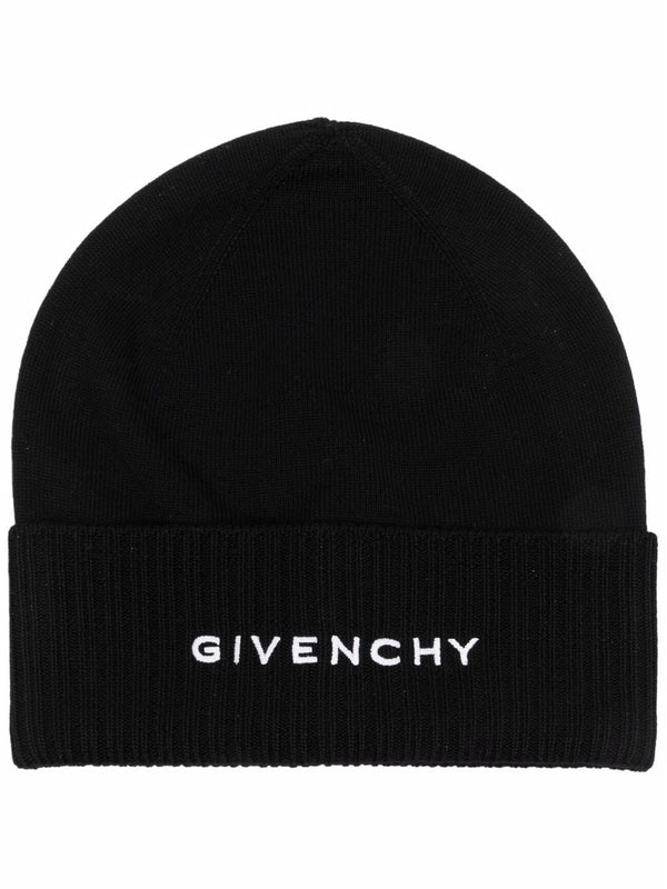 Logo Embroidered Wool Beanie