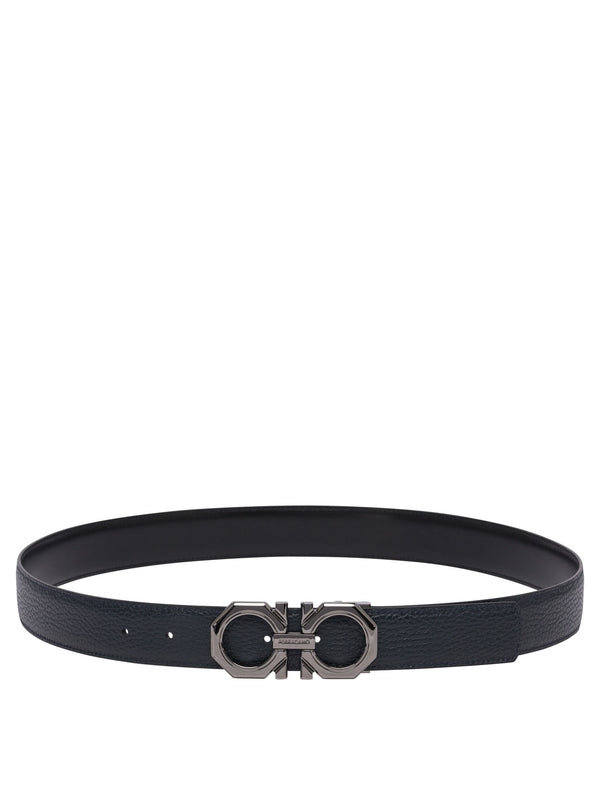 Double Gancini Leather Belt