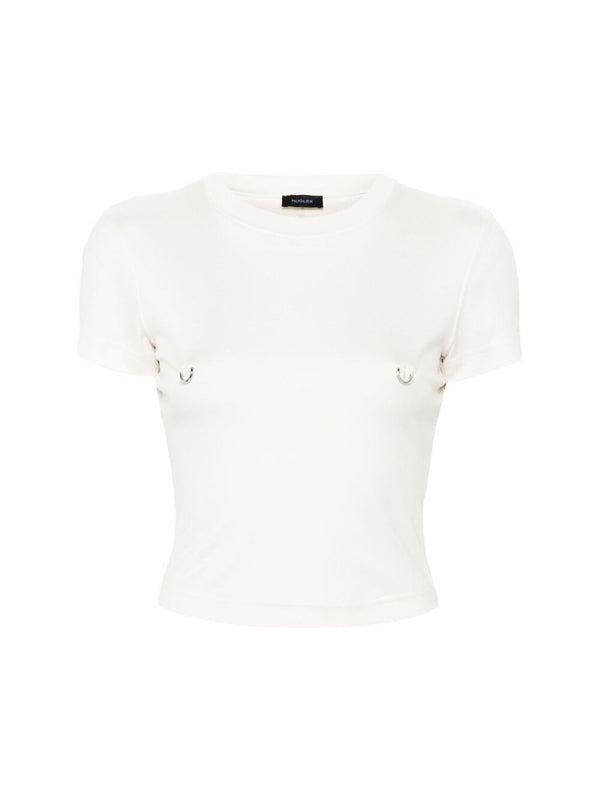 Piercing Detail Crop T-Shirt