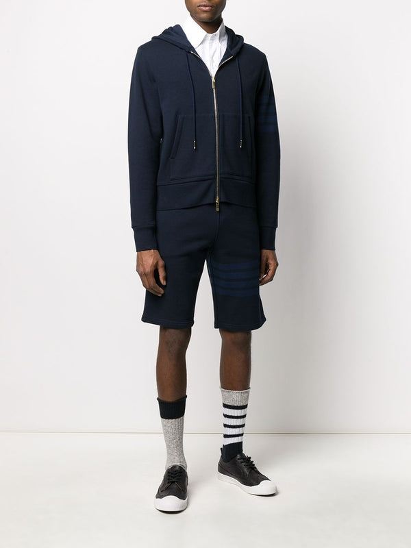 4-Bar Cotton Hooded Zip-Up