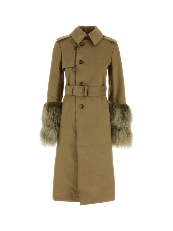 Shearling Cuffs Trench Coat