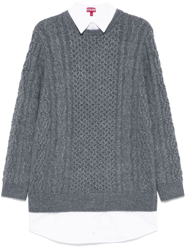 Shirt Layered Cable Knit Mini Dress