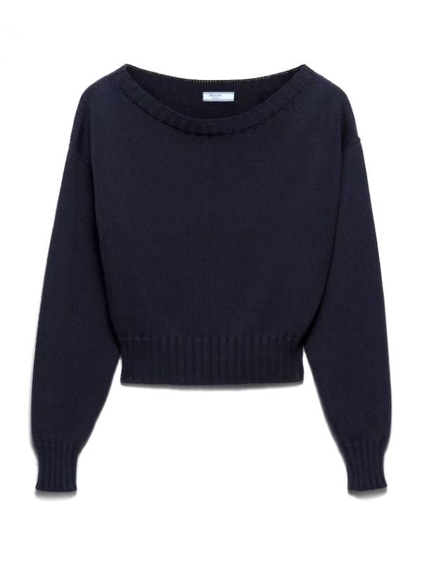 Back Triangle Logo V-neck Wool Sweater