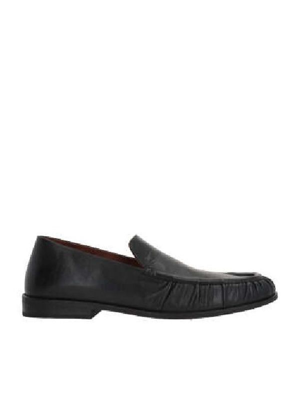 Crinkle Detail Leather Loafers