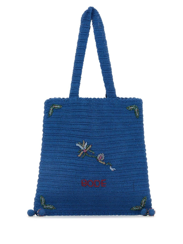 Logo Embroidered Crochet Tote Bag