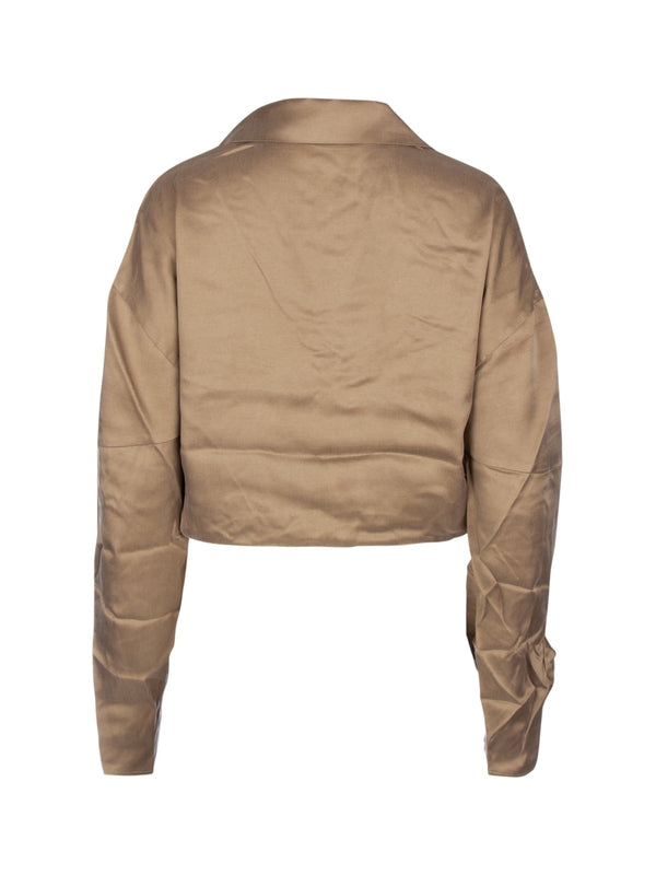 Twist V-Neck Satin Shirt