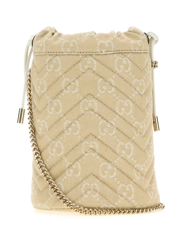 Gucci Gg Marmont Small Beige Bucket Bags