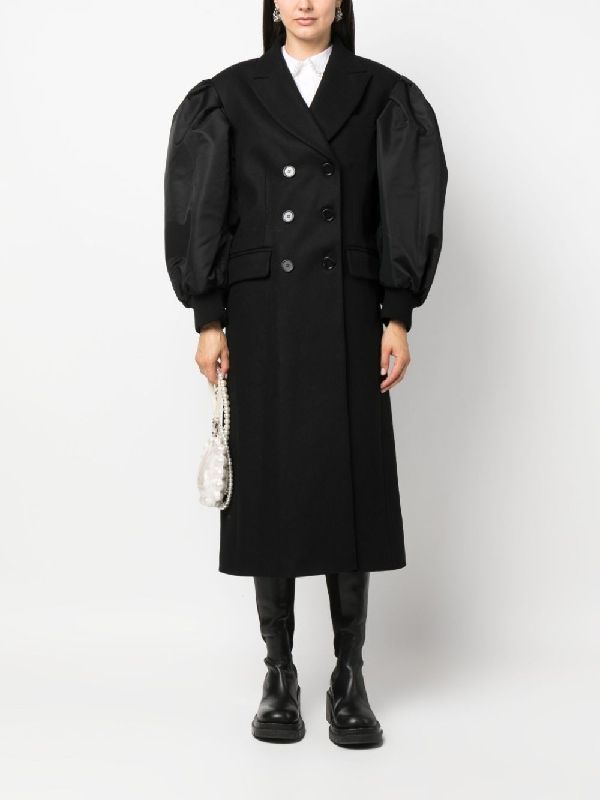 Bomber Sleeve Wool Double Coat