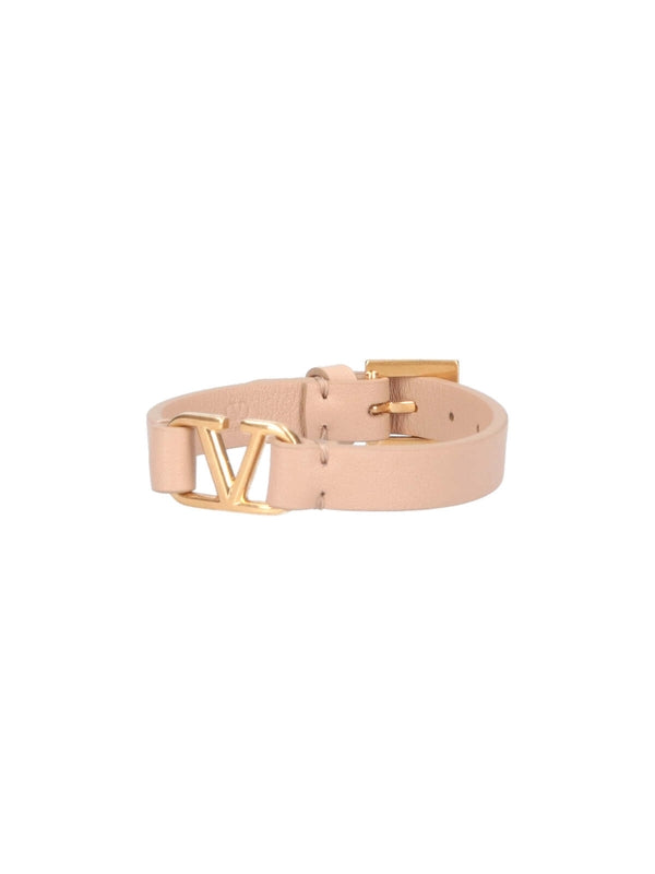 V Logo Leather Bracelet