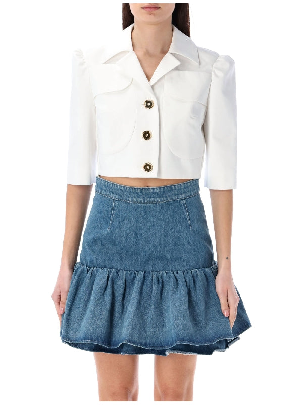 PATOU - Flap Pocket Fitted Crop Jacket - Jente