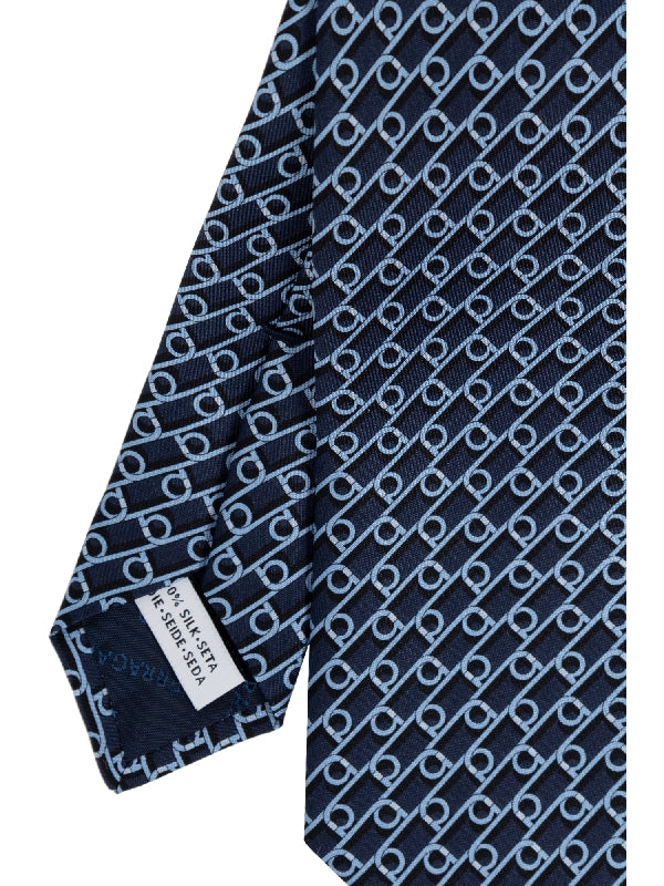 All-Over Gancini Logo Silk Tie