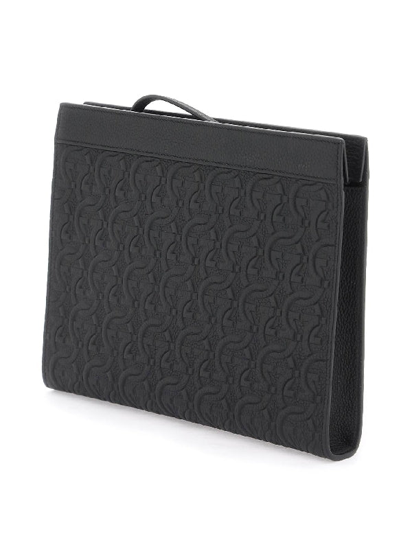 Gancini Pattern Leather Clutch Bag - Jente