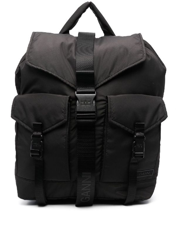 Logo Buckle Pocket Detail Backpack