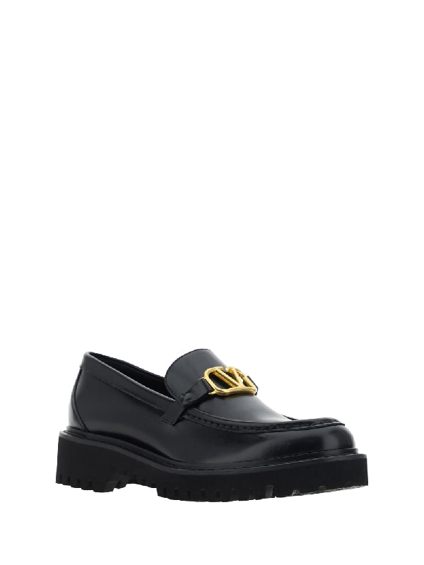 V Logo Calfskin Loafers