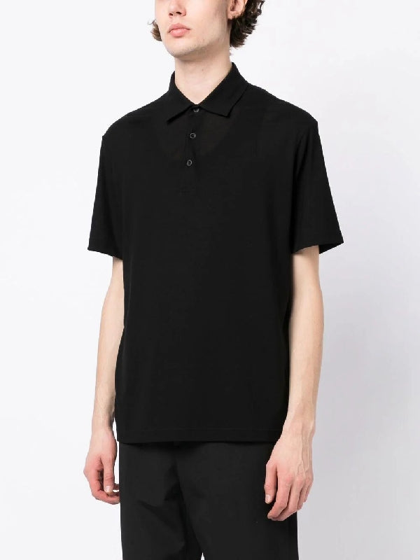 Black Cotton Polo Short Sleeve Shirt