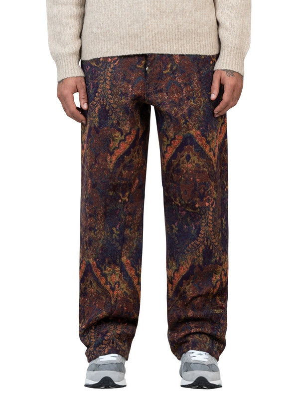 Jacquard Pattern Leather Pocket Pants