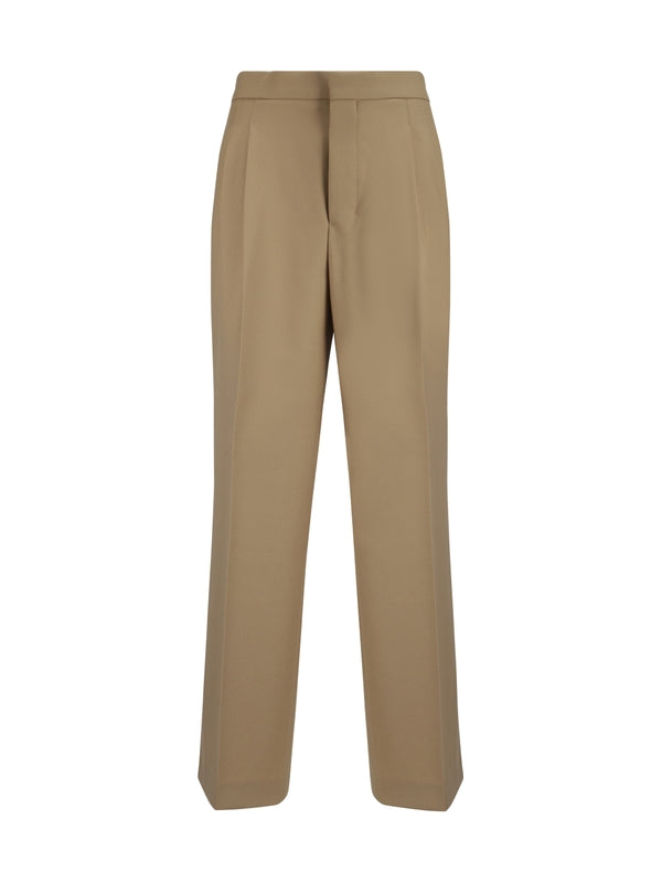 Pleated Wide Wool Pants