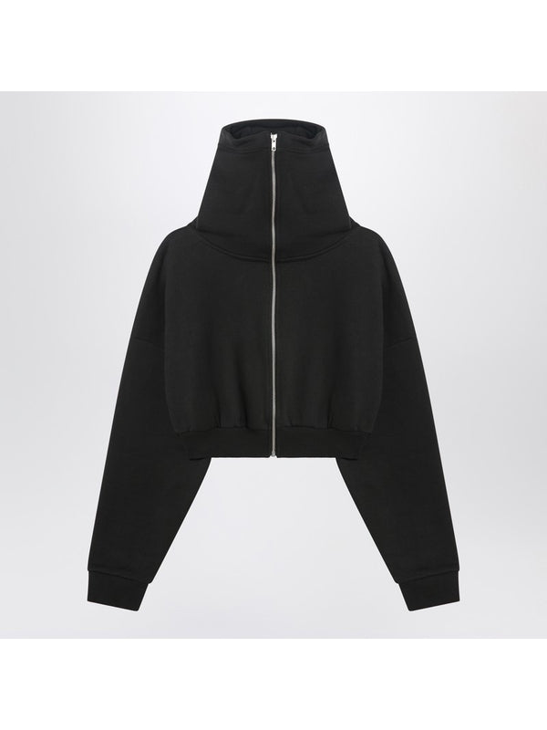 Cropped Zip-up Cotton Hoodie