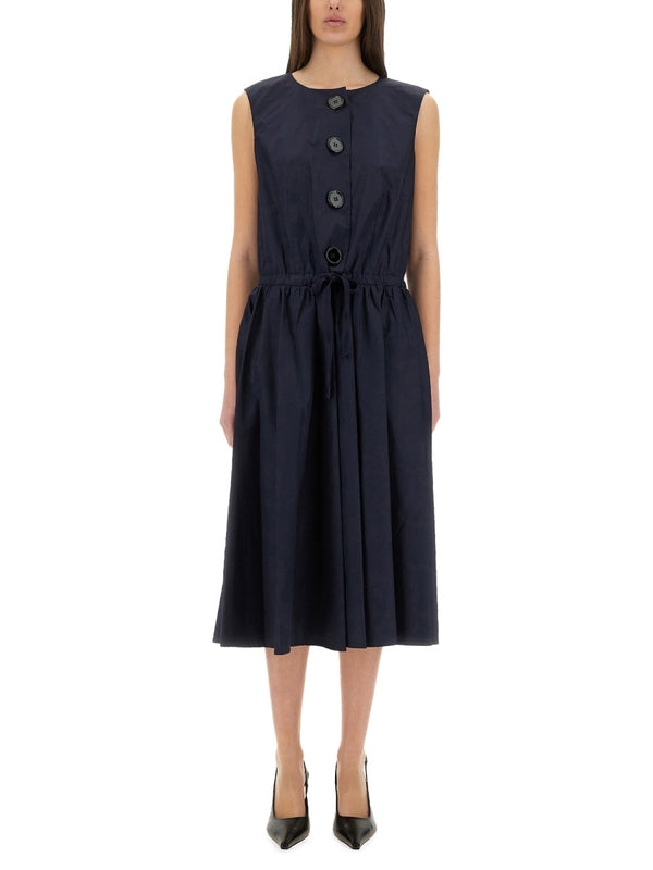 Drawstring Cotton Pleated Dress