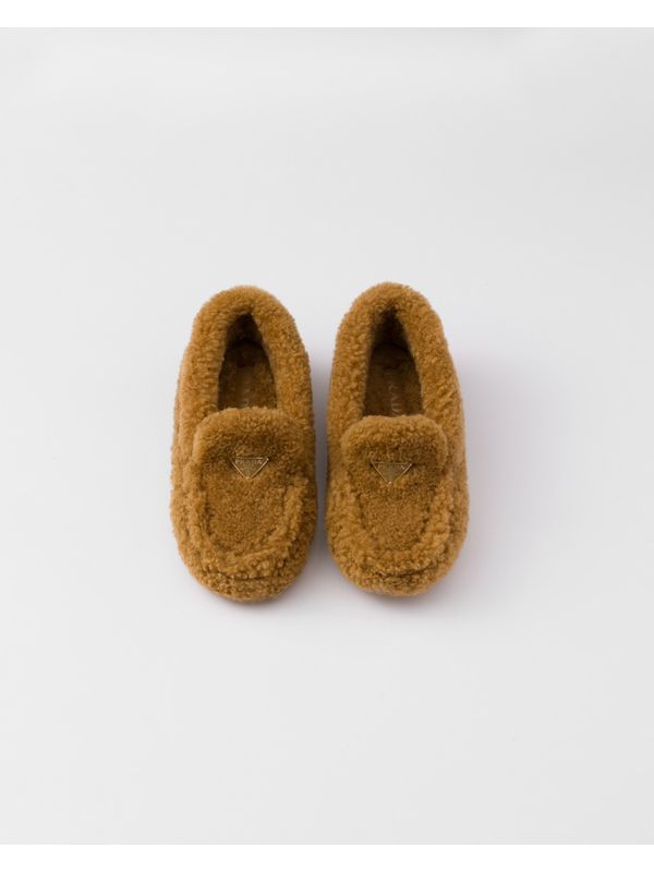 Triangle Logo Shearling Loafers