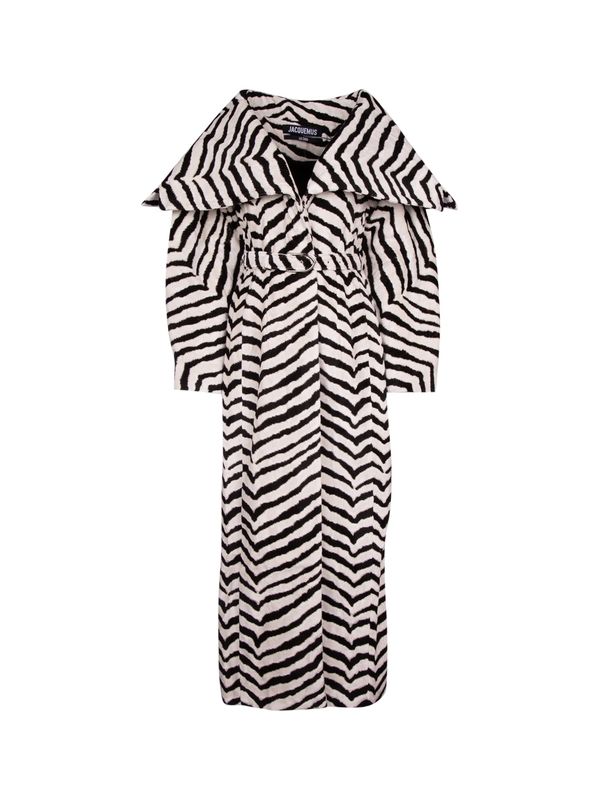 Zebra Pattern Belt Long Coat