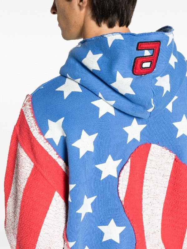 Flag Print Cotton Hoodie