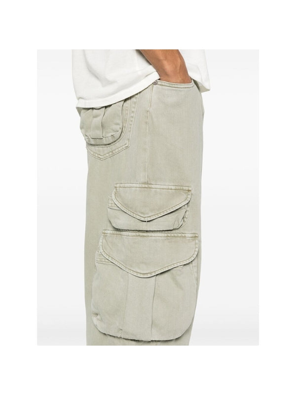 Crop Wide Denim Cargo Pants