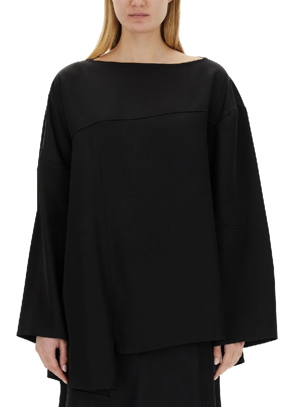 Viscose Silk Panel Long Sleeve Top