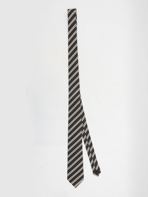 Stripe Silk Cotton Neck Tie