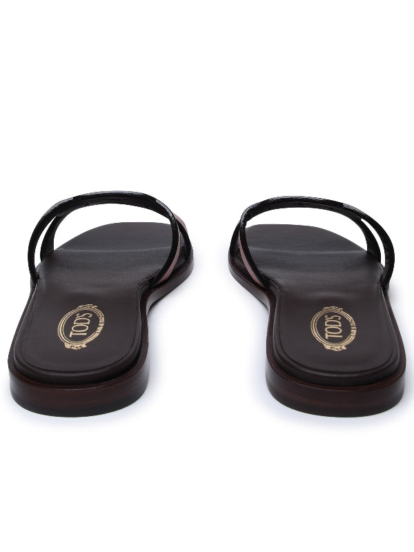 Chain Band Leather Slide