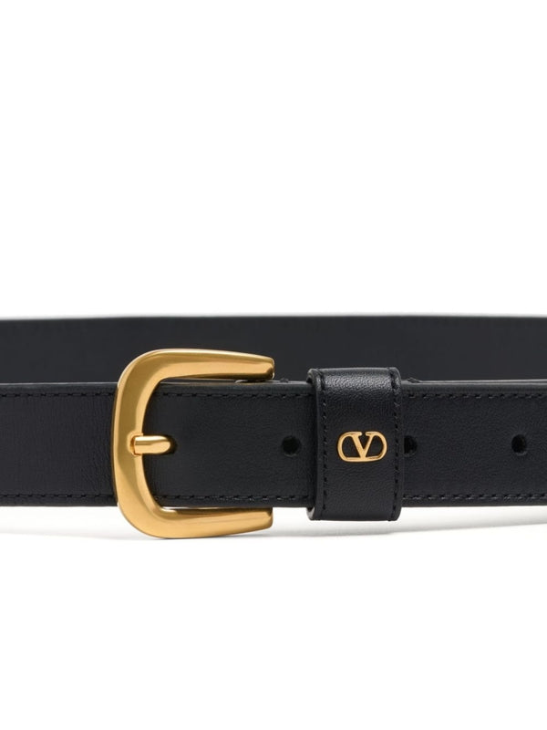 V Logo Leather Belt